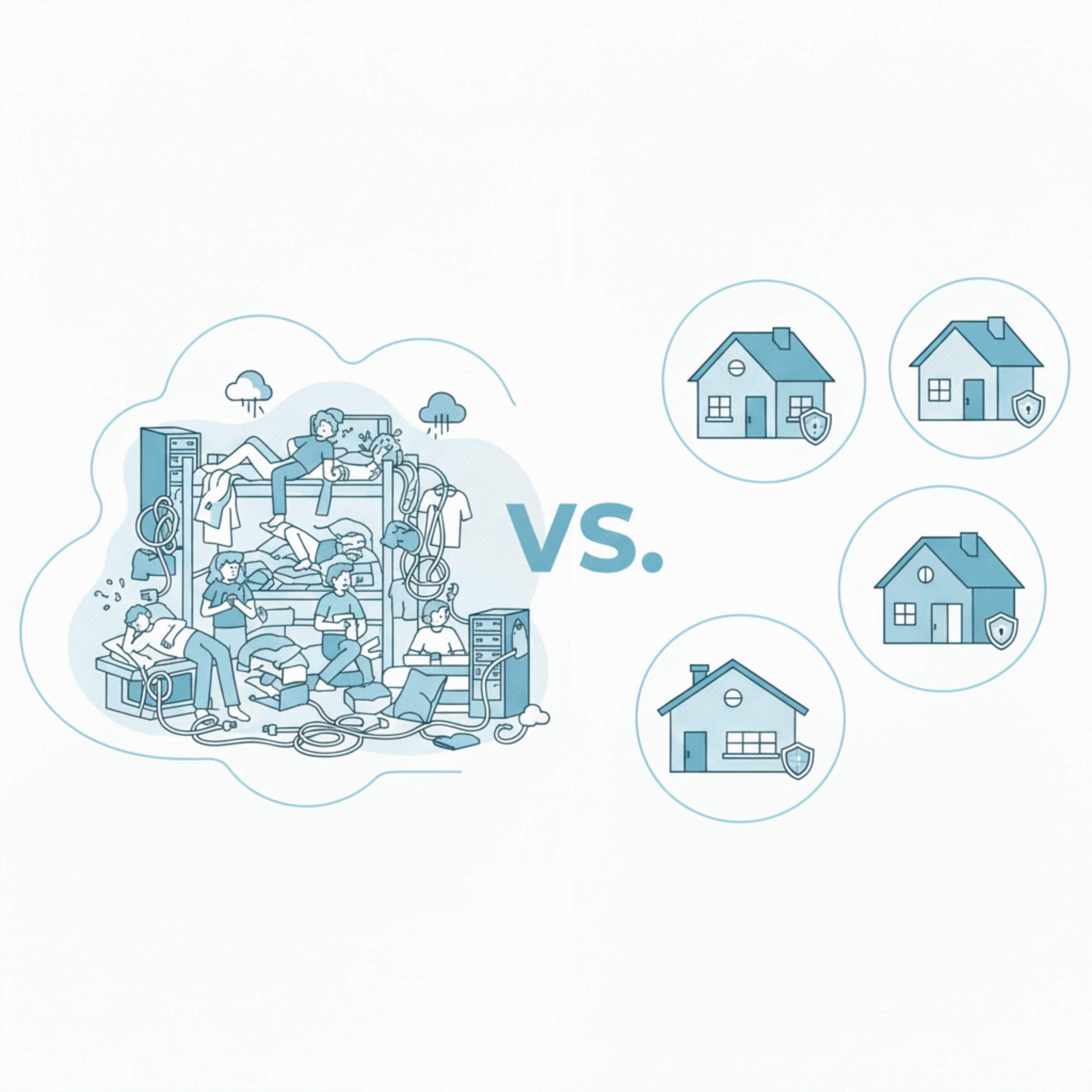 Shared Cloud vs. Private Cloud vs. Isolierte Cloud – WG oder eigenes “Hüsli”?